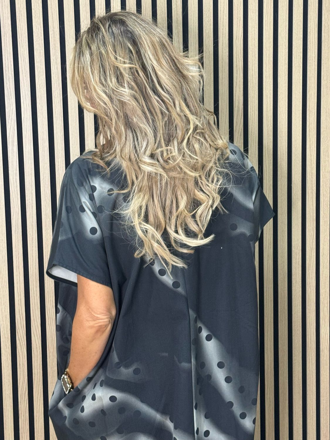 Oversized Spot Print Dress- Black