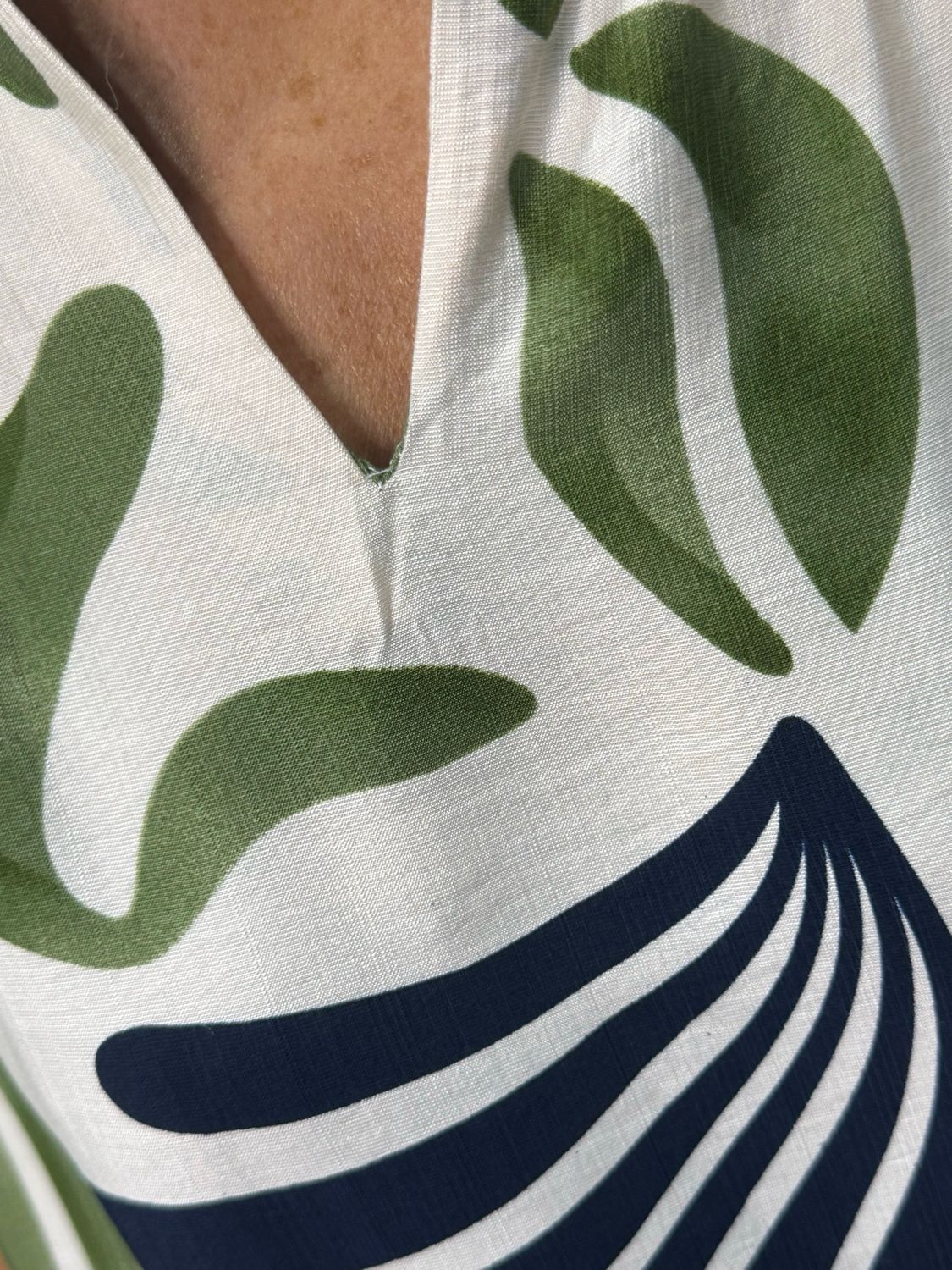 Bree Printed Viscose Dress - Cream/Green/Navy