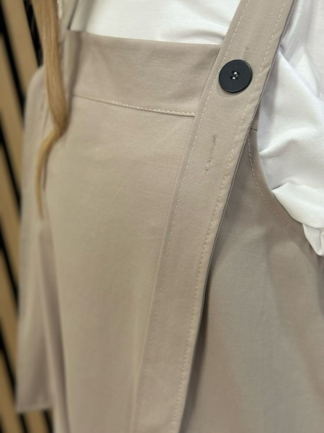 Cara - Utility Pinafore Dress - Taupe