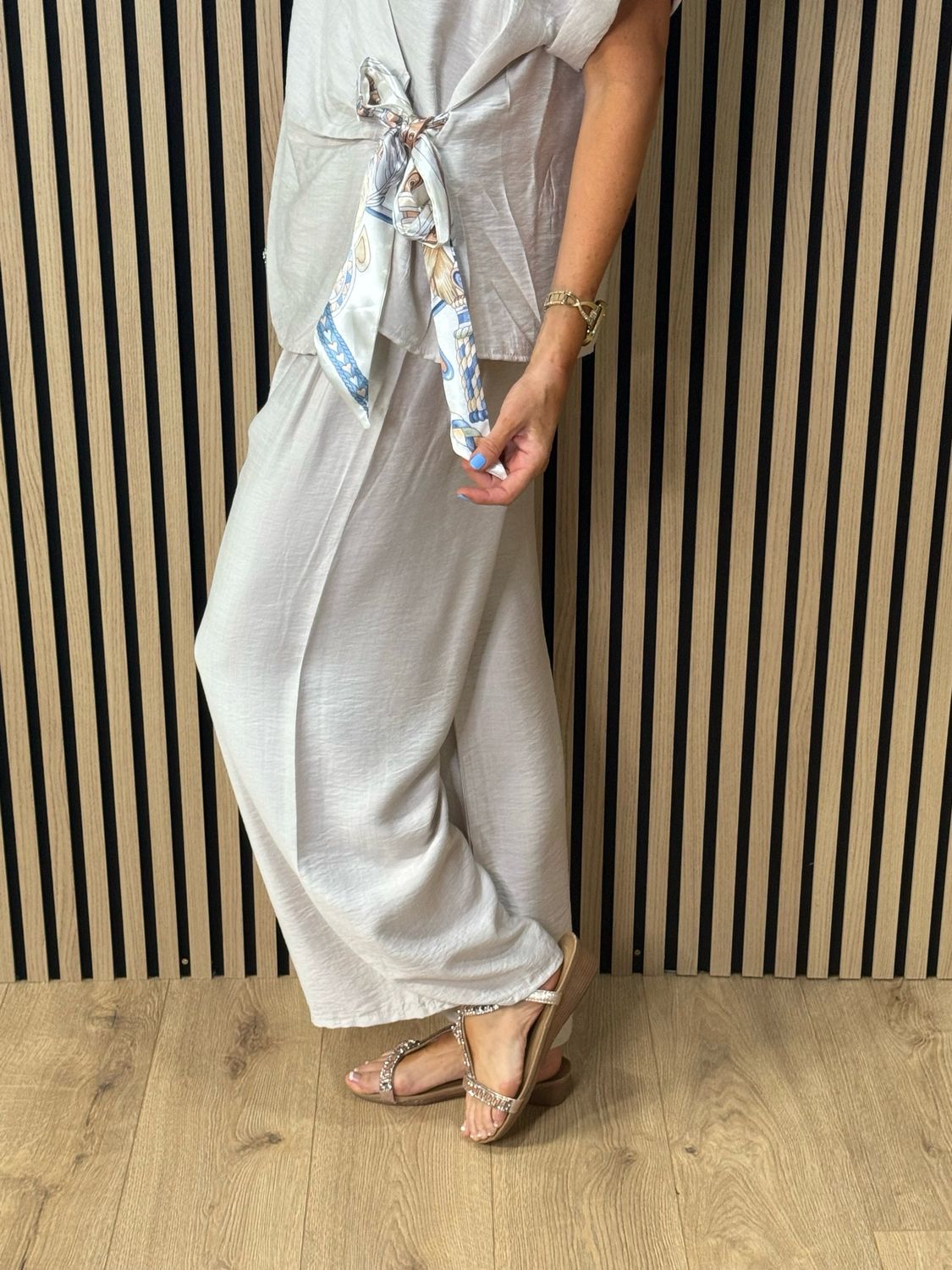 Luxe - Tie Waist Trouser Suit - Stone