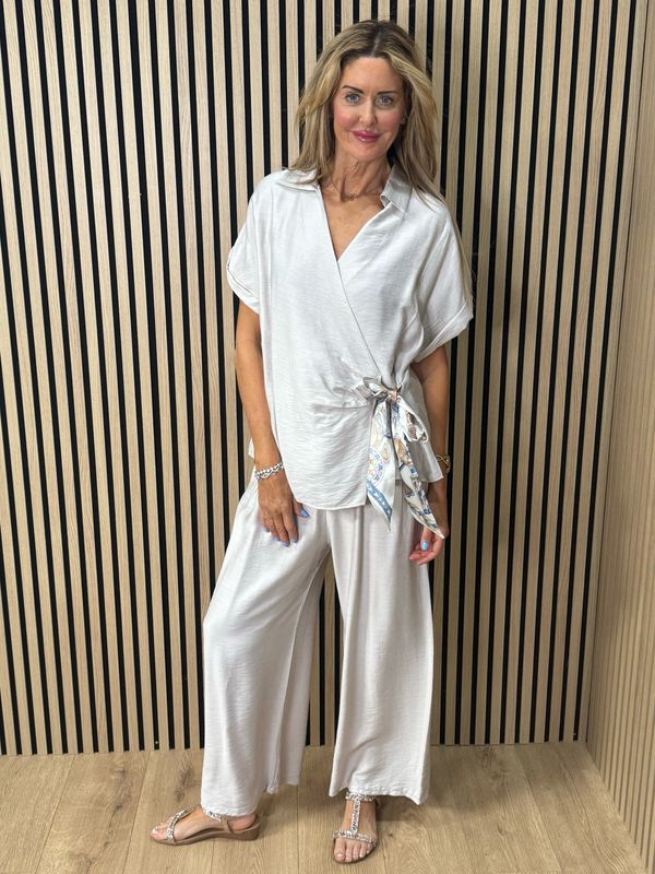 Luxe - Tie Waist Trouser Suit - Stone