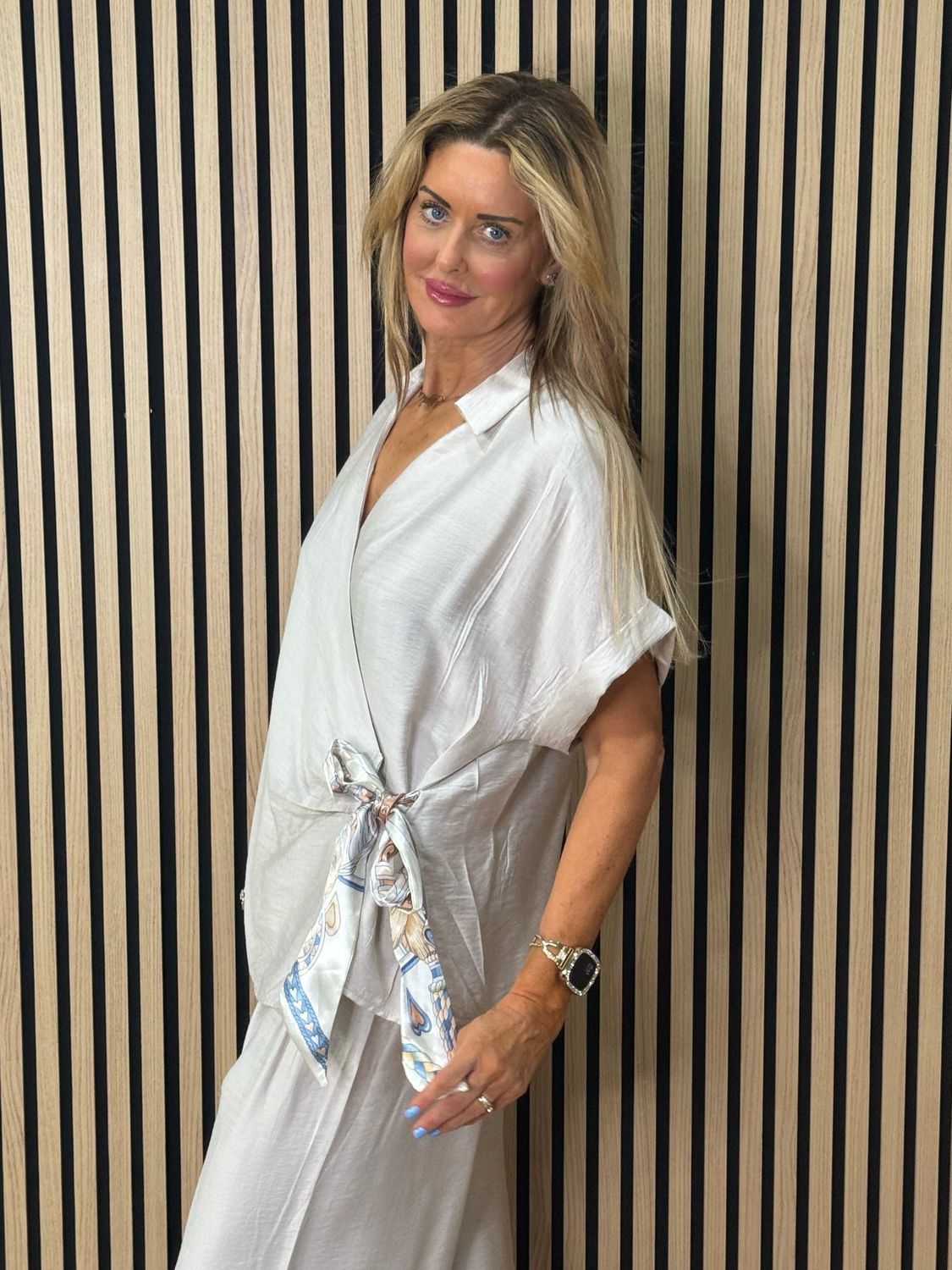 Luxe - Tie Waist Trouser Suit - Stone