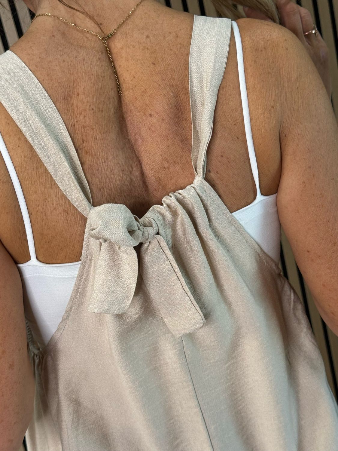 Mila - Cropped Wide Leg Jumpsuit - Beige