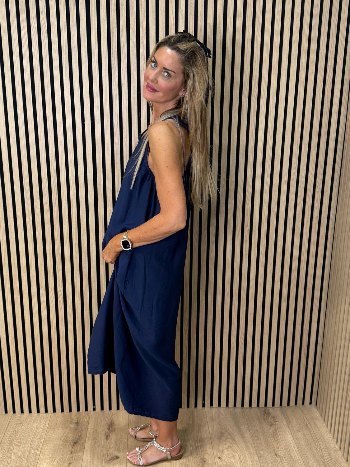 Easy Flow Midi Dress - Navy