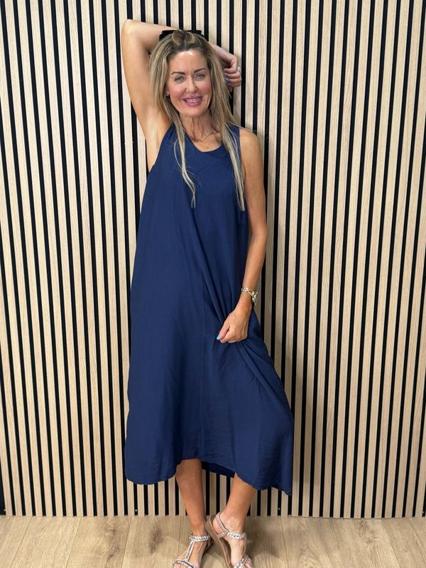 Easy Flow Midi Dress - Navy
