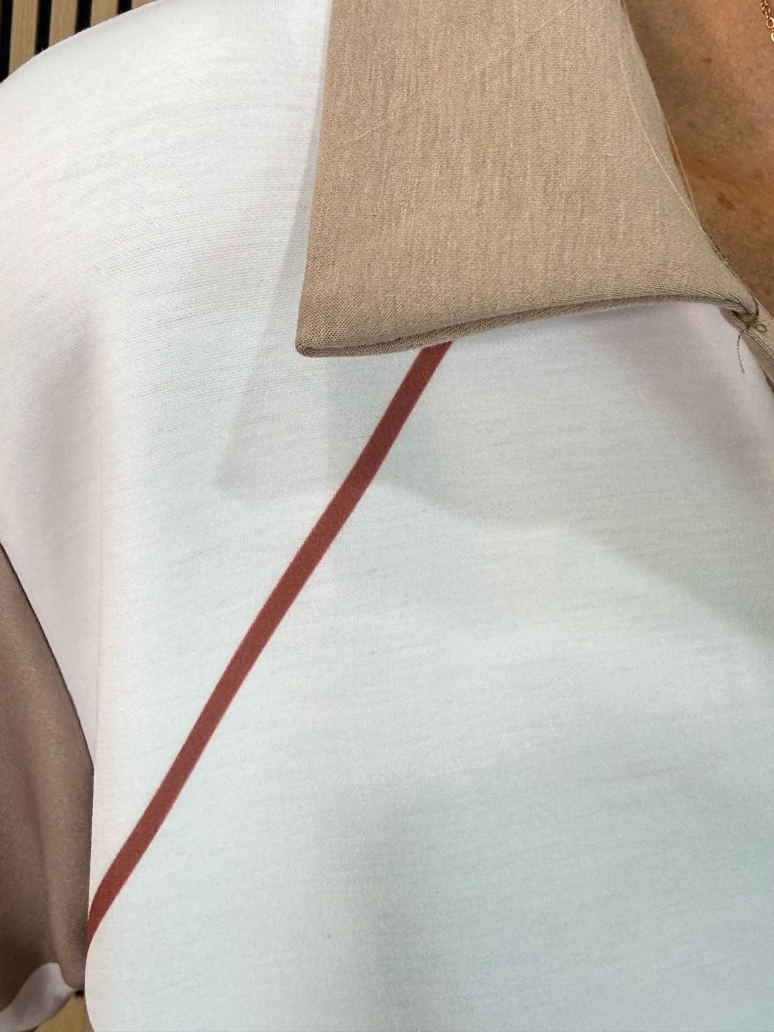 Abstract Print Shift Dress - White/Taupe/Pink