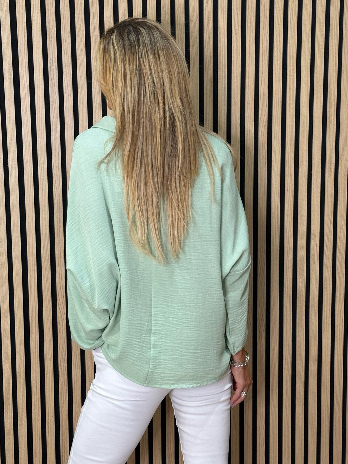 Rosette Detail Drop Shoulder Top - Mint