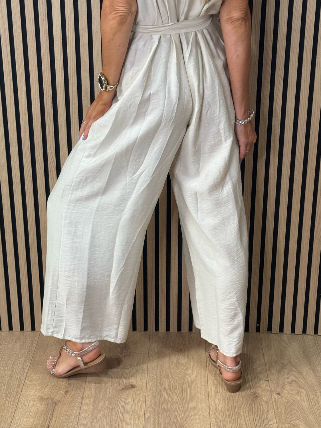 Luna Wide Leg Jump Suit - Cream