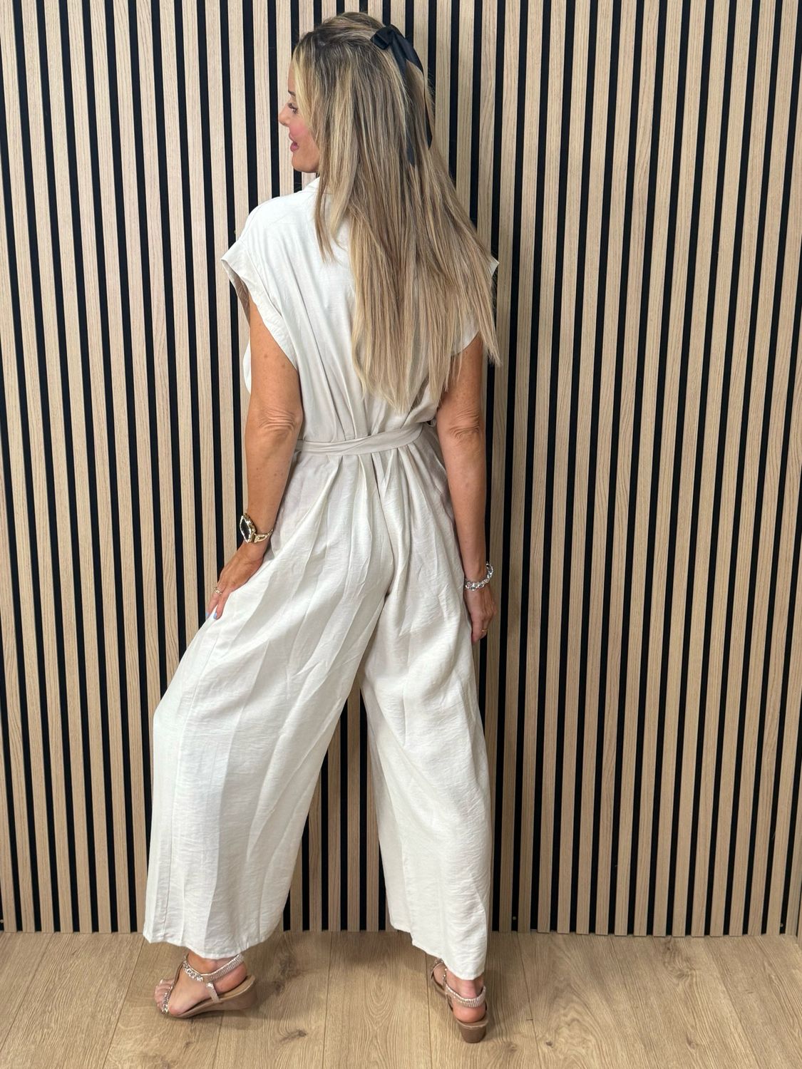 Luna Wide Leg Jump Suit - Cream