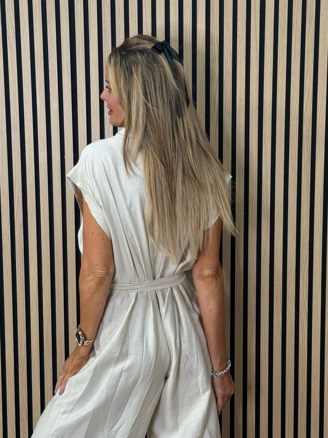 Luna Wide Leg Jump Suit - Cream