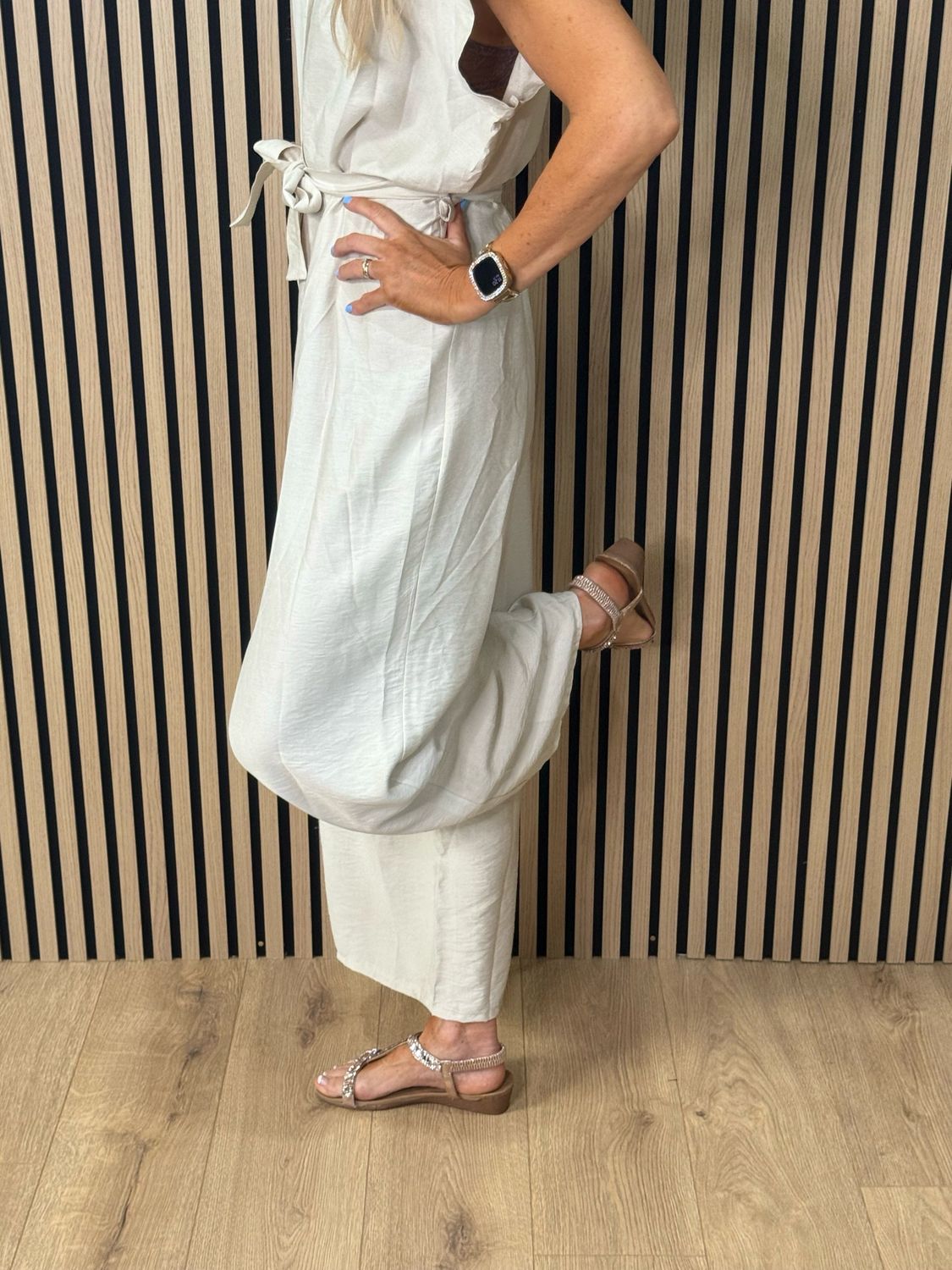 Luna Wide Leg Jump Suit - Cream