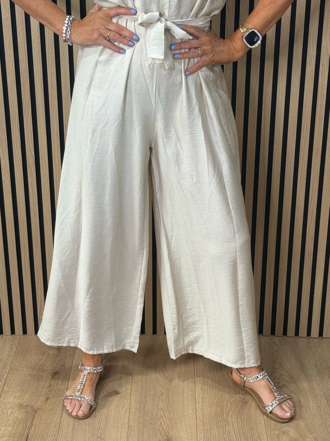 Luna Wide Leg Jump Suit - Cream