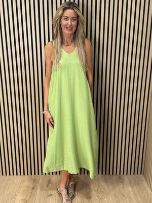Easy Flow Midi Dress - Lime