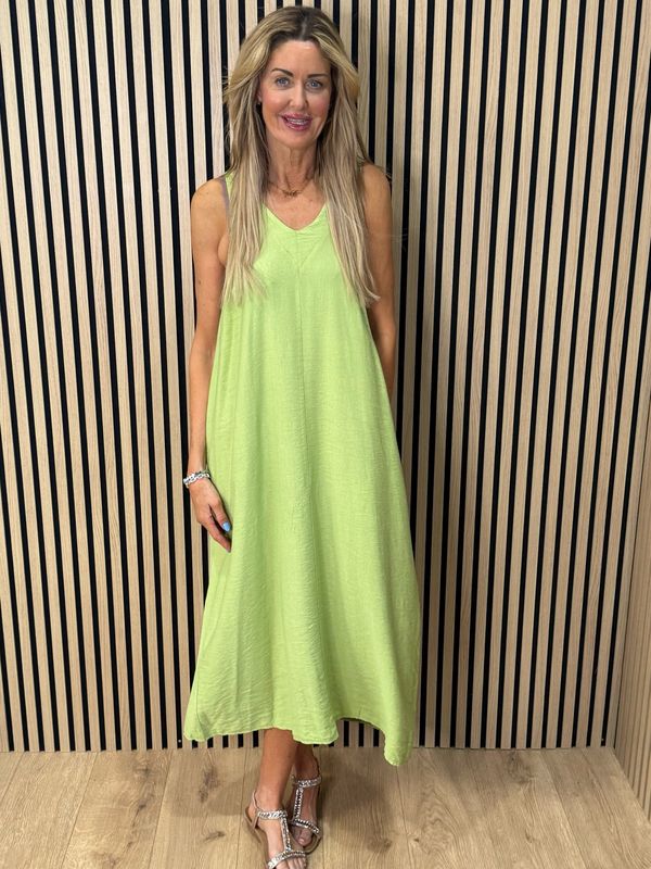 Easy Flow Midi Dress - Lime