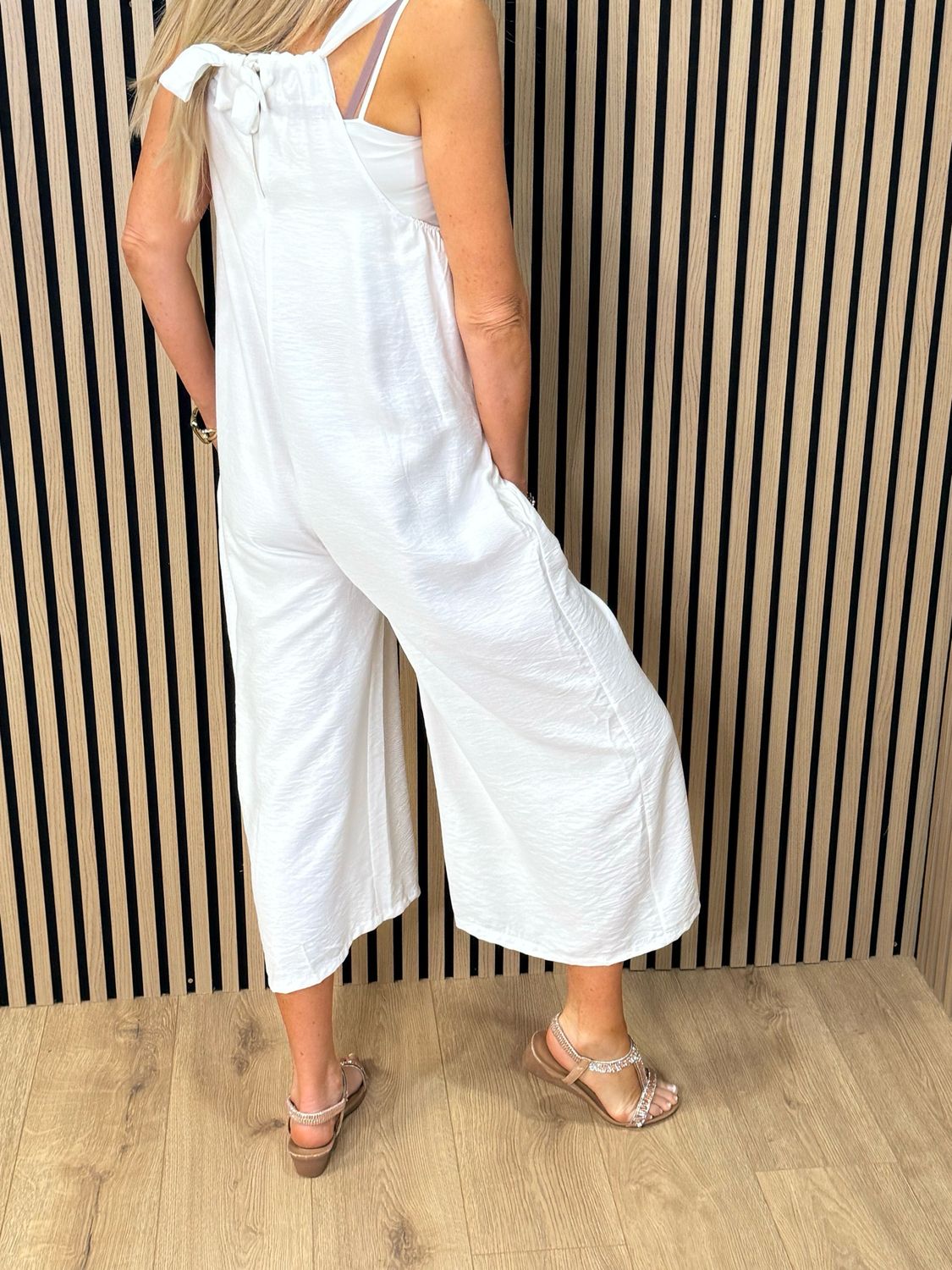 Mila - Cropped Wide Leg Jumpsuit - White
