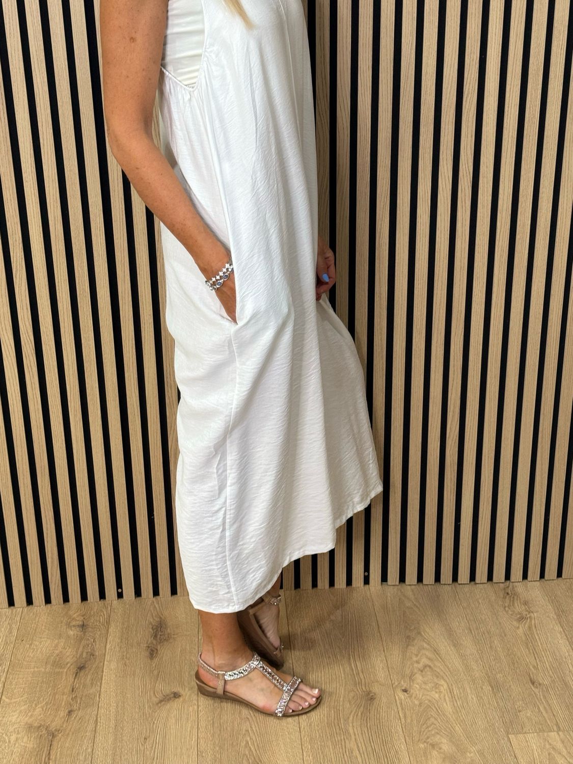 Mila - Cropped Wide Leg Jumpsuit - White