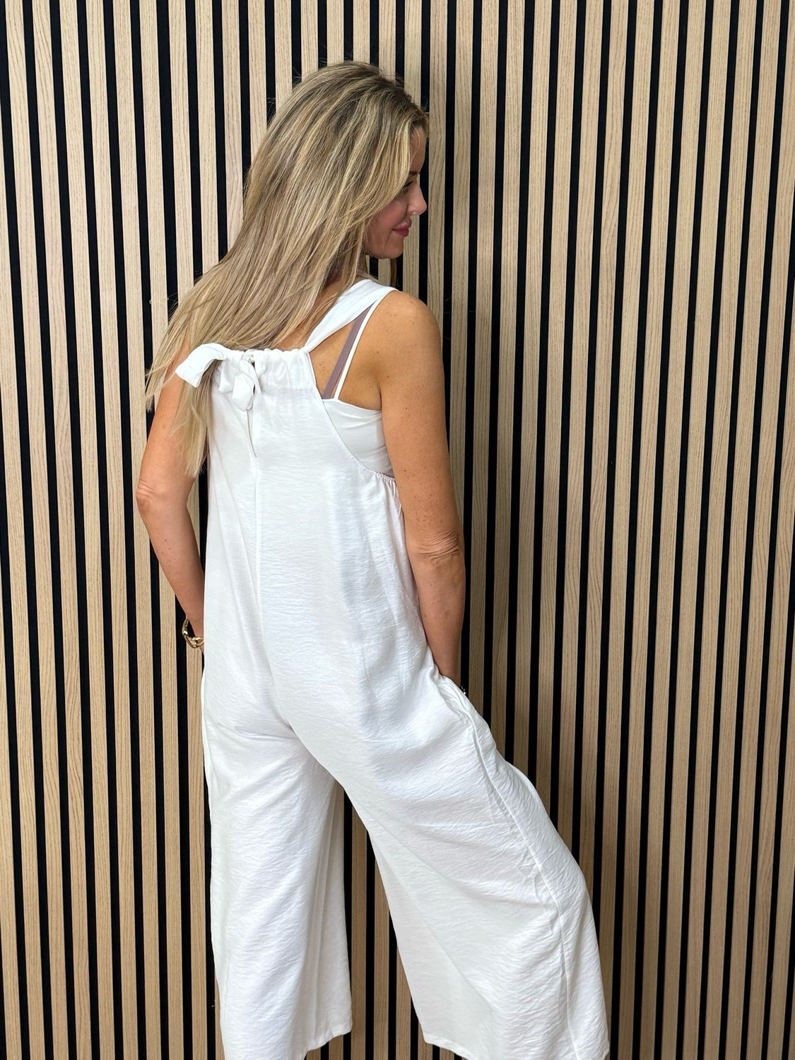Mila - Cropped Wide Leg Jumpsuit - White