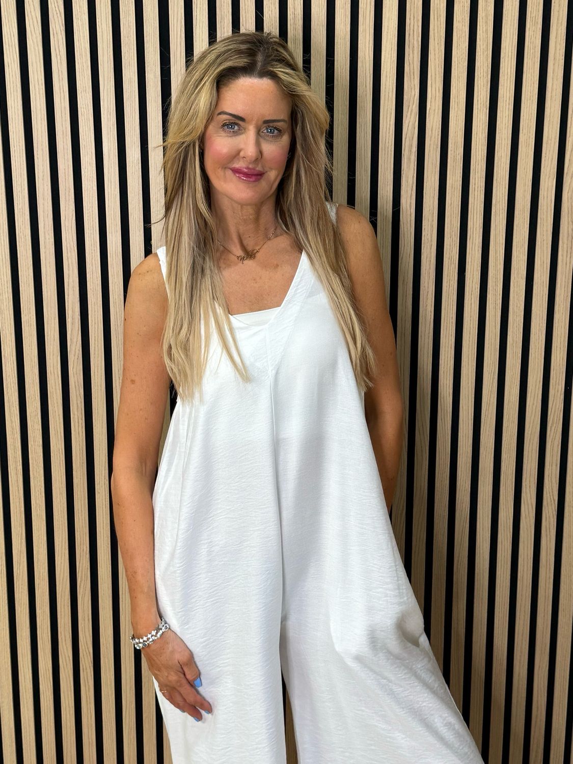 Mila - Cropped Wide Leg Jumpsuit - White