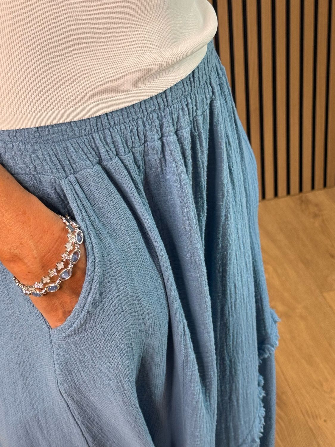 Cotton Balloon Trousers - Denim Blue