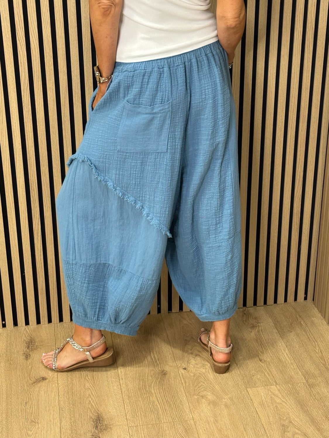 Cotton Balloon Trousers - Denim Blue