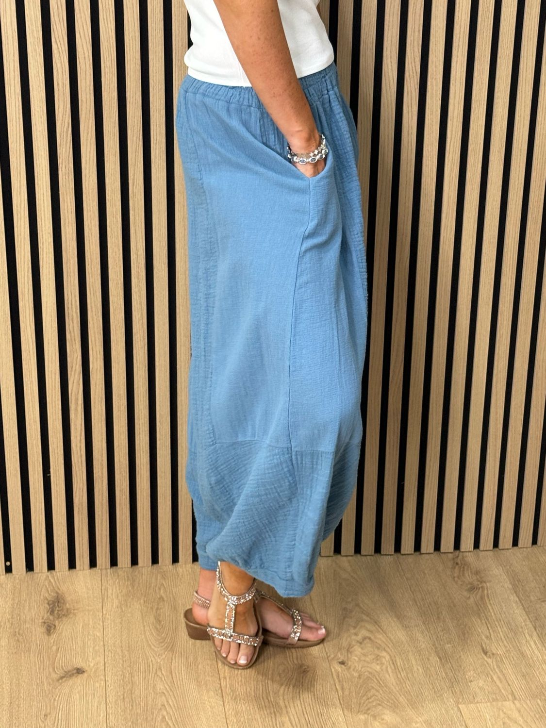 Cotton Balloon Trousers - Denim Blue