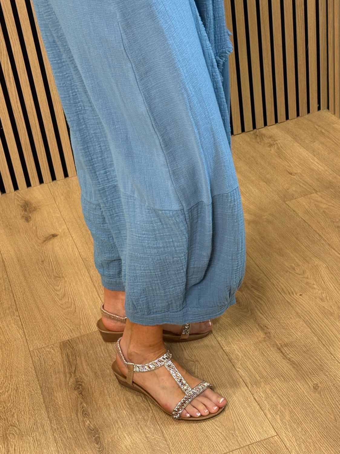 Cotton Balloon Trousers - Denim Blue