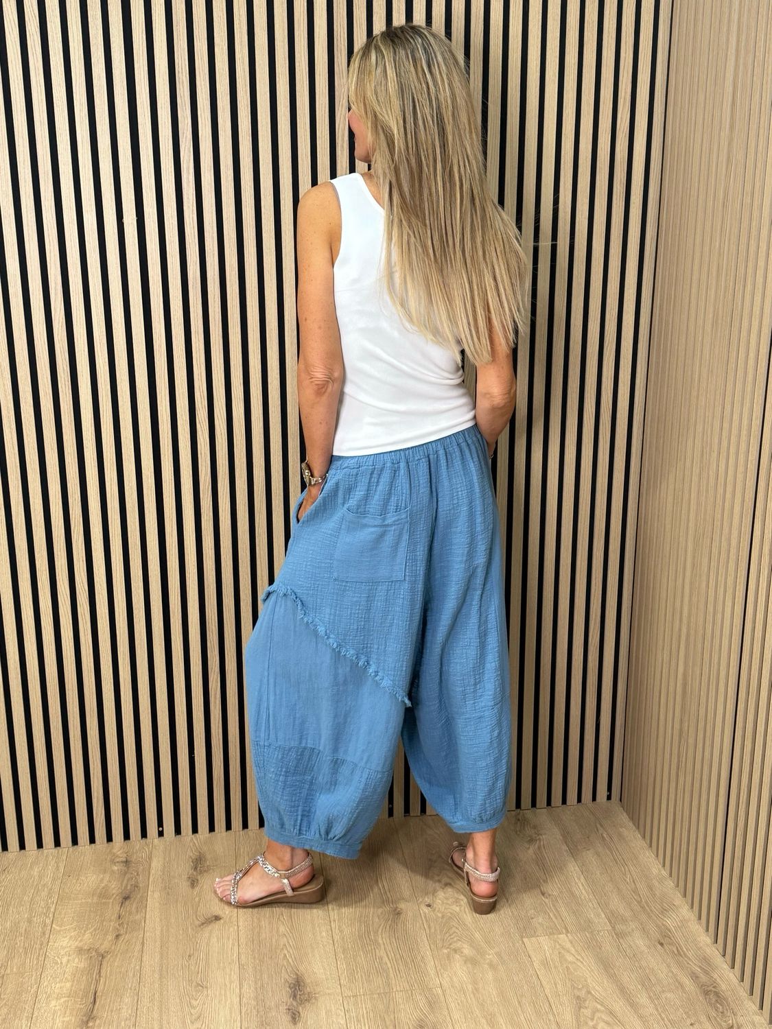 Cotton Balloon Trousers - Denim Blue