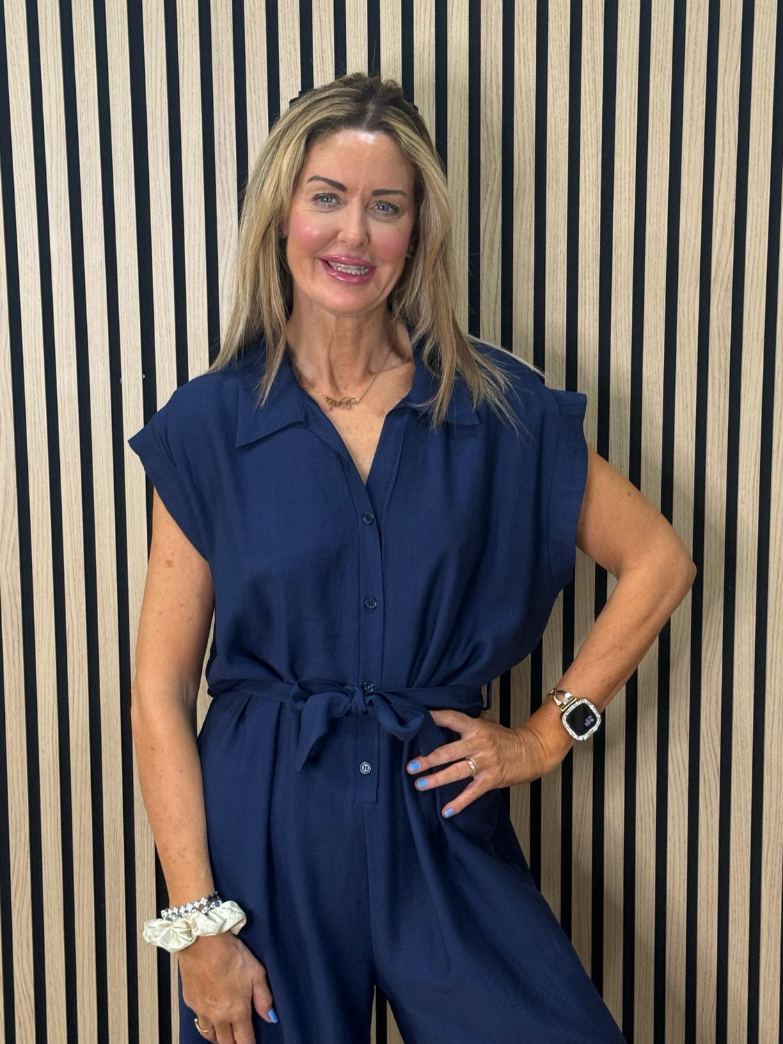 Luna Wide Leg Jumpsuit - Navy