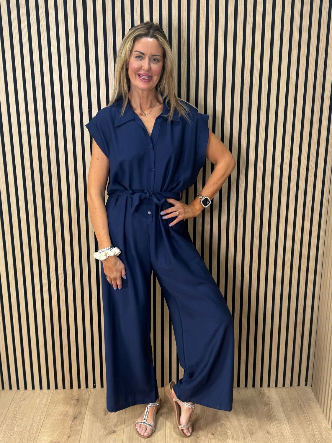 Luna Wide Leg Jumpsuit - Navy