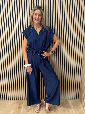 Luna Wide Leg Jumpsuit - Navy