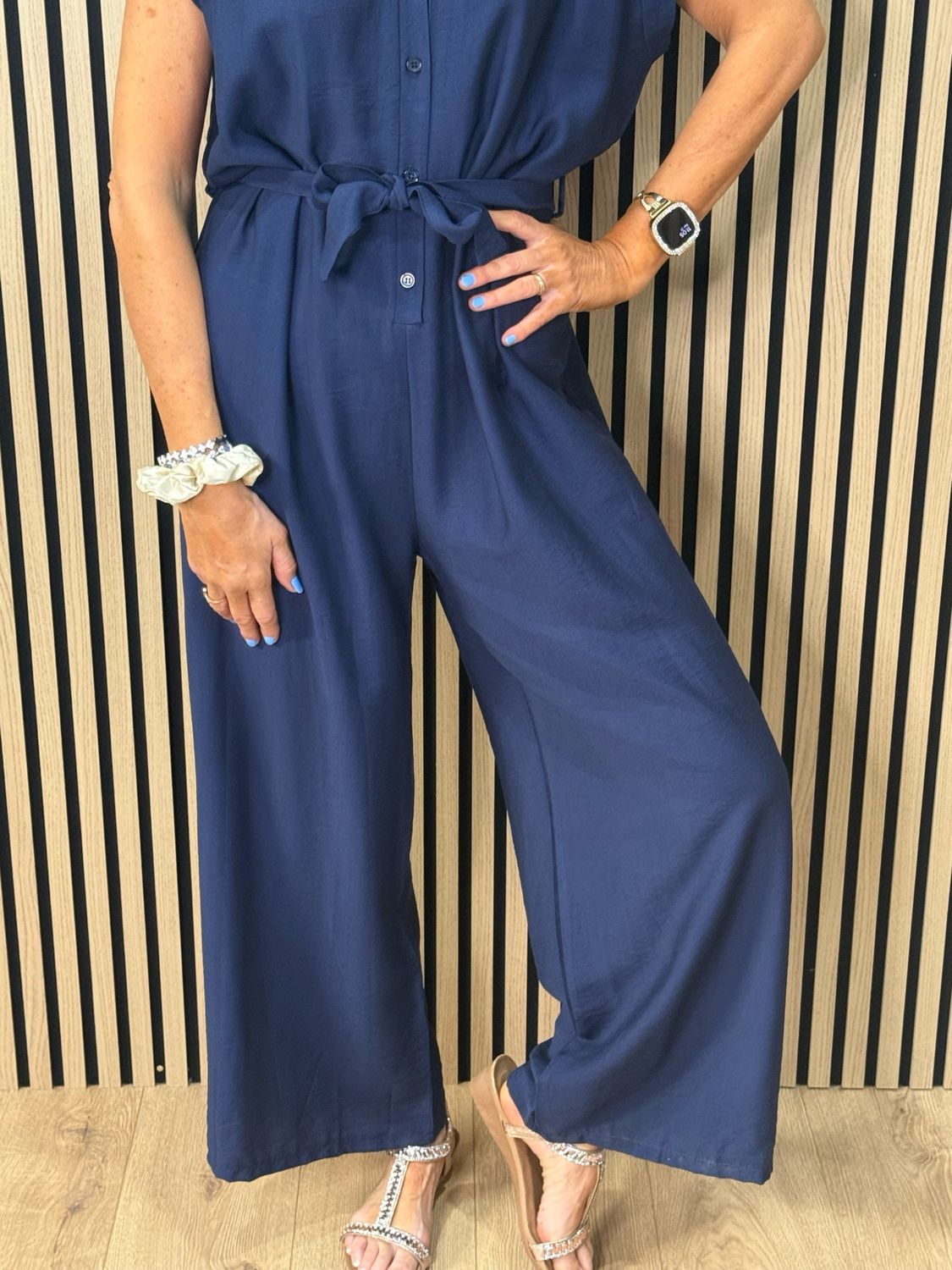 Luna Wide Leg Jumpsuit - Navy