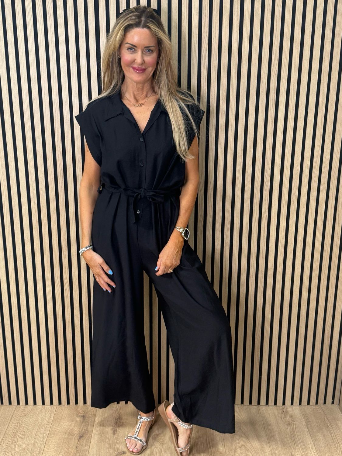 Luna Wide Leg Jumpsuit - Black