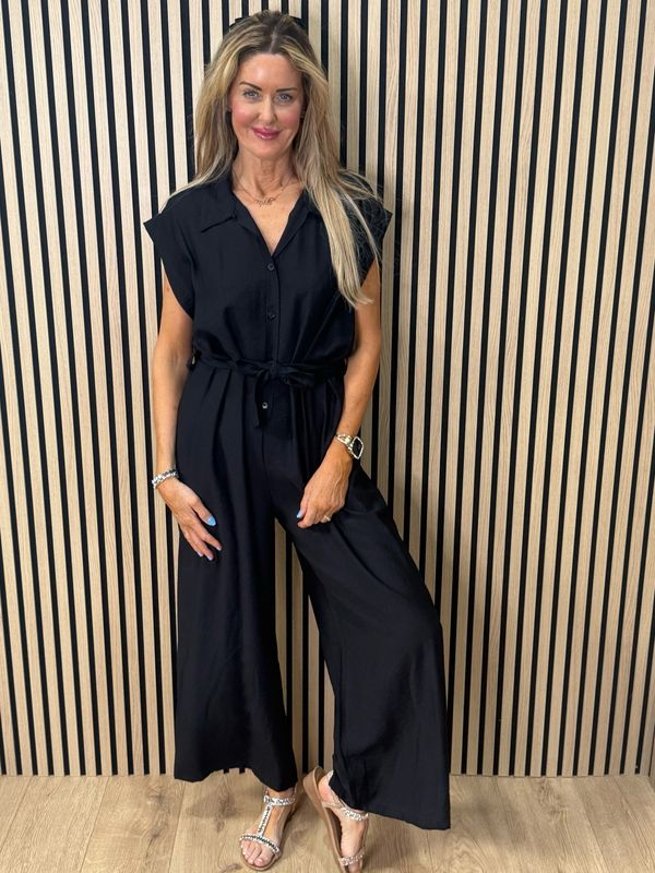 Luna Wide Leg Jumpsuit - Black