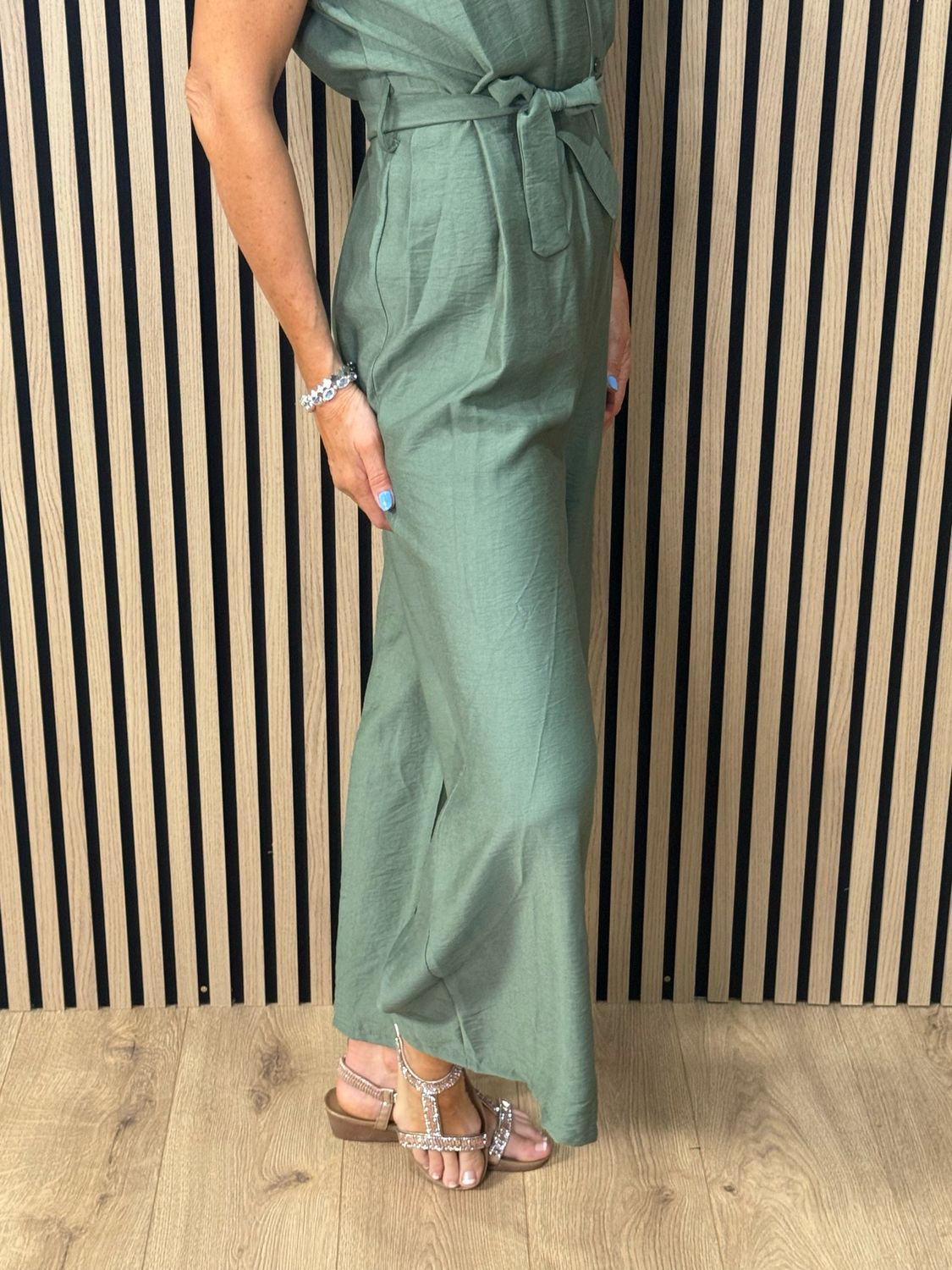 Luna Wide Leg Jump Suit - Khaki