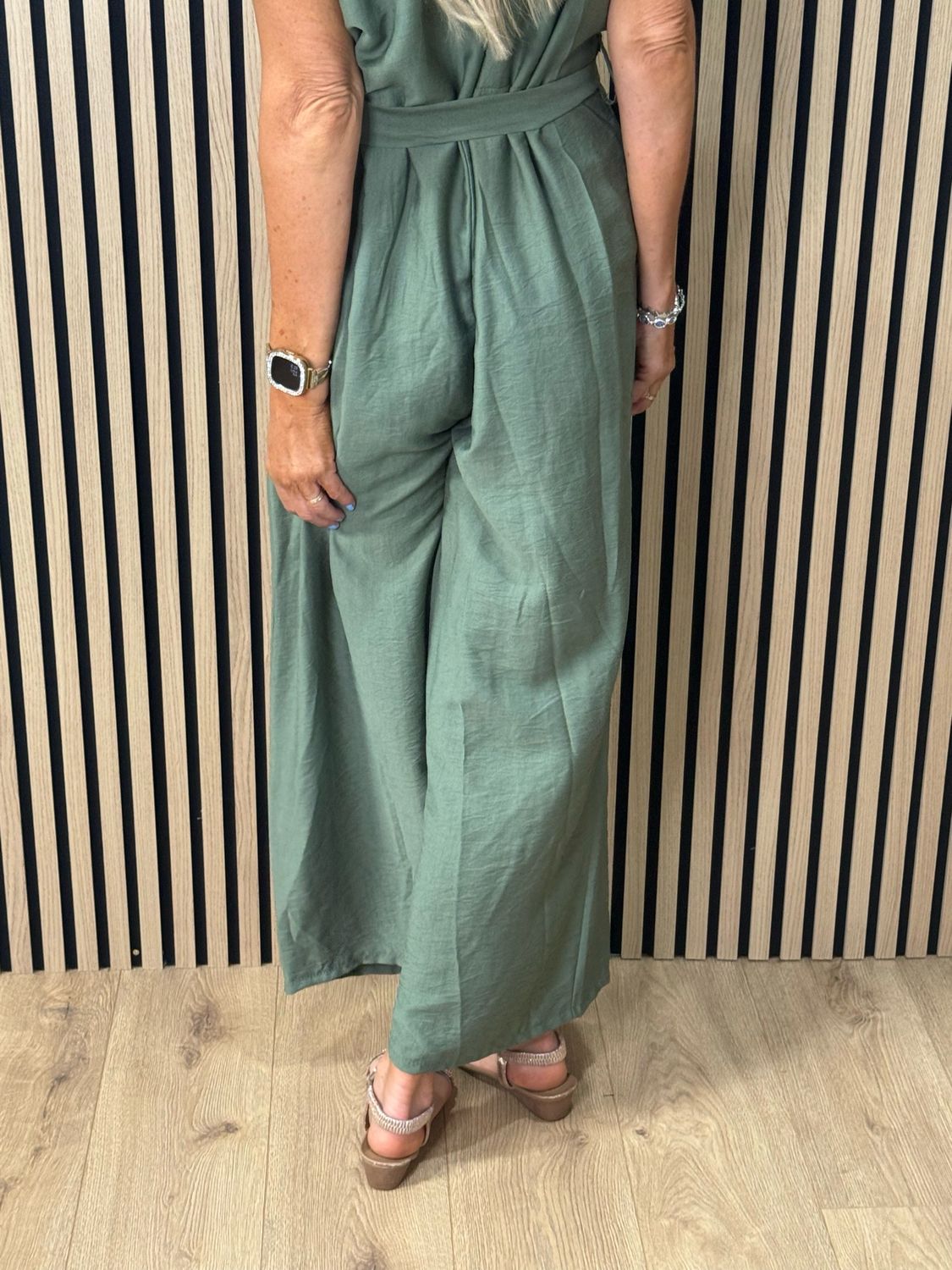 Luna Wide Leg Jump Suit - Khaki