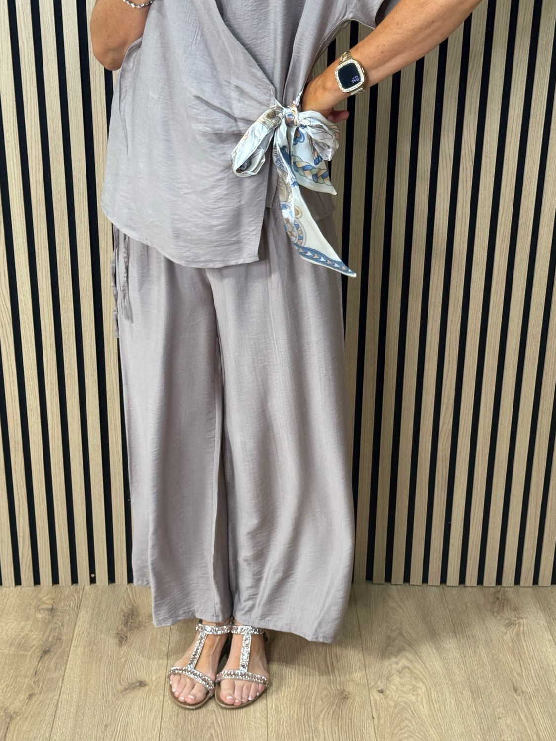 Luxe - Tie Waist Trouser Suit - Taupe