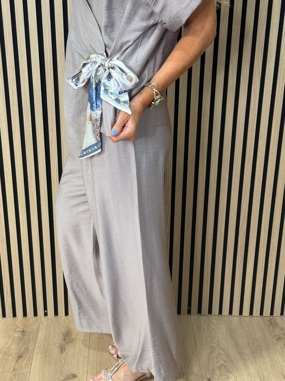 Luxe - Tie Waist Trouser Suit - Taupe