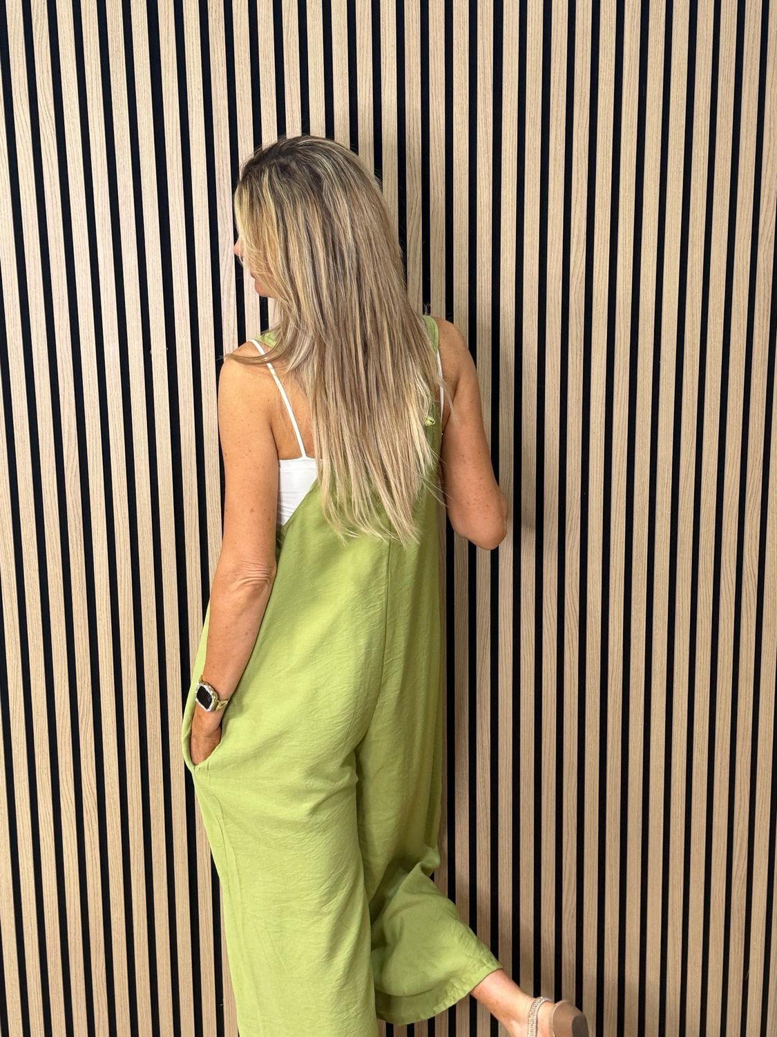 Mila - Cropped Wide Leg Jumpsuit - Lime