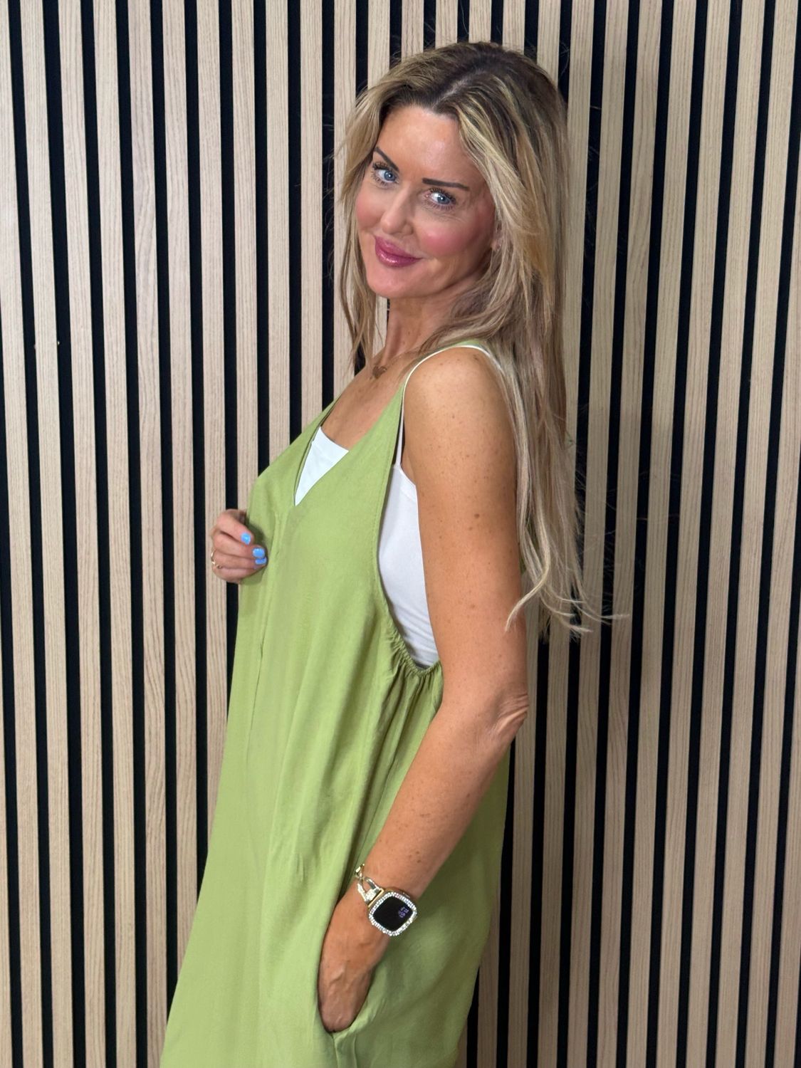 Mila - Cropped Wide Leg Jumpsuit - Lime