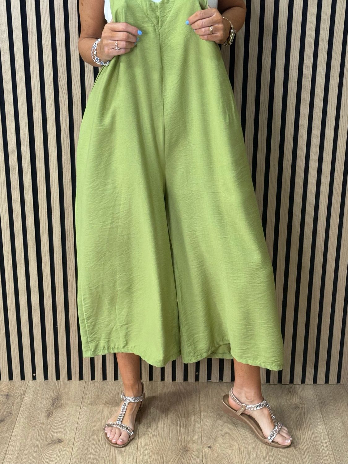 Mila - Cropped Wide Leg Jumpsuit - Lime