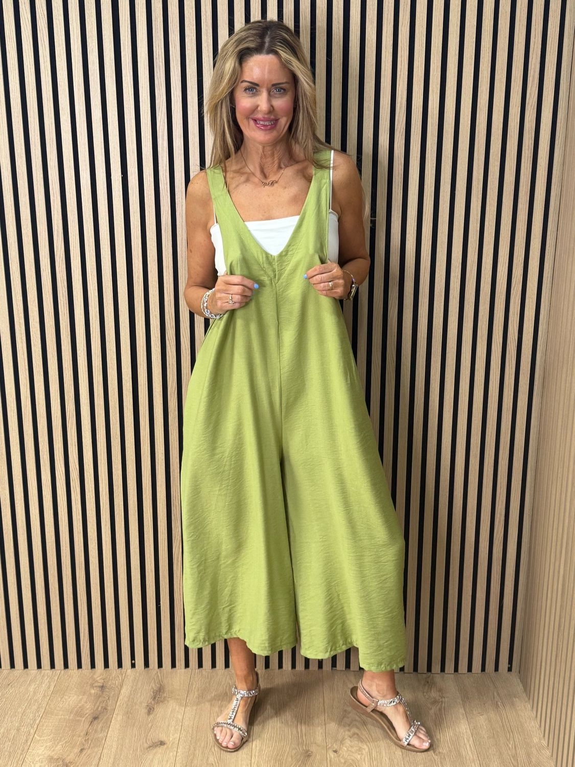 Mila - Cropped Wide Leg Jumpsuit - Lime