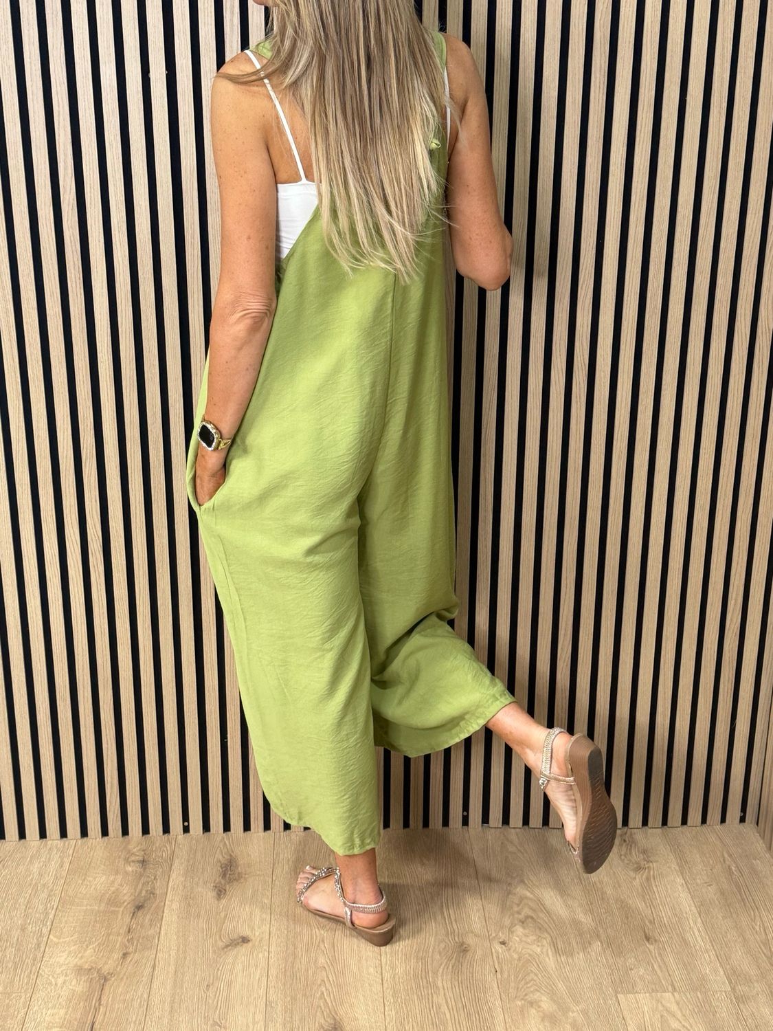 Mila - Cropped Wide Leg Jumpsuit - Lime