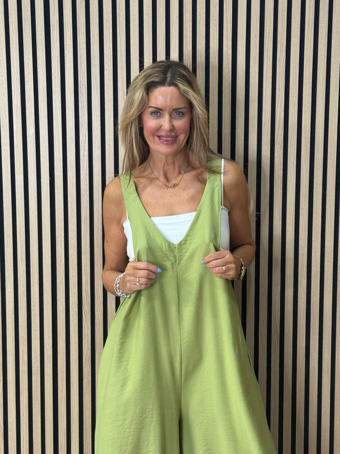 Mila - Cropped Wide Leg Jumpsuit - Lime