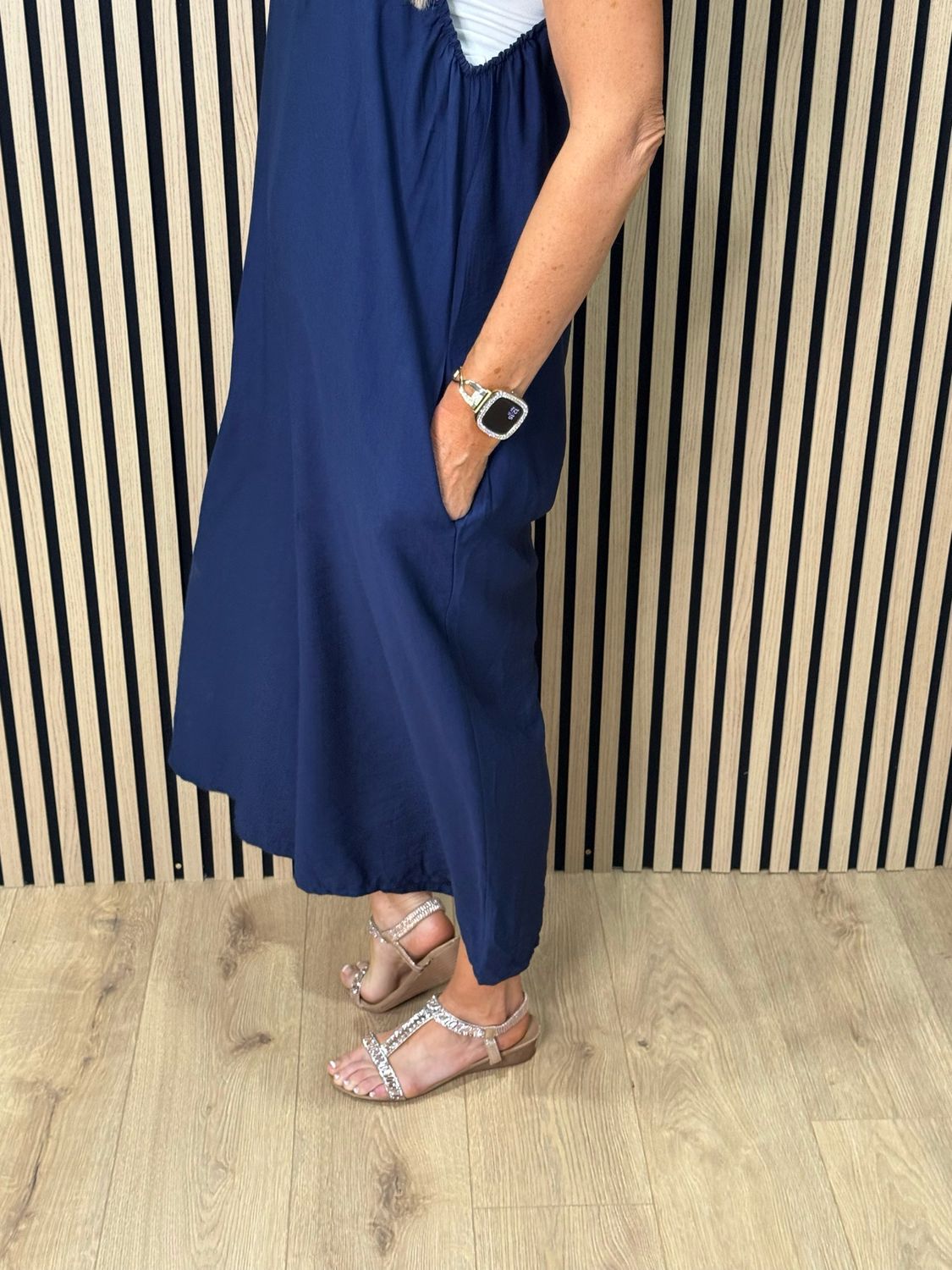 Mila - Cropped Wide Leg Jumpsuit - Navy