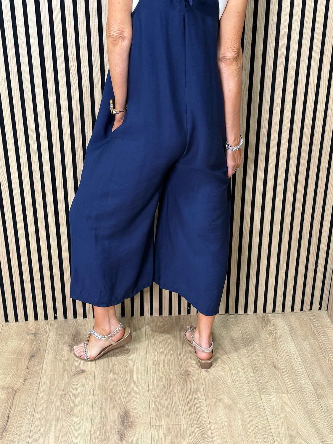 Mila - Cropped Wide Leg Jumpsuit - Navy