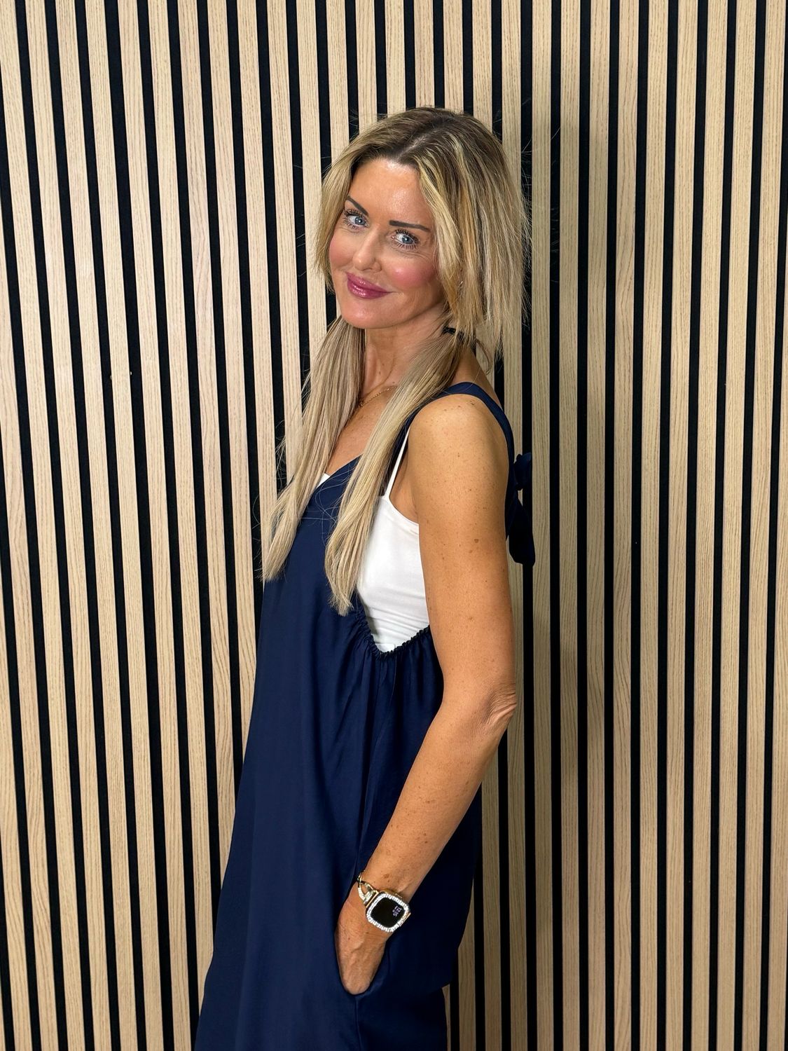 Mila - Cropped Wide Leg Jumpsuit - Navy