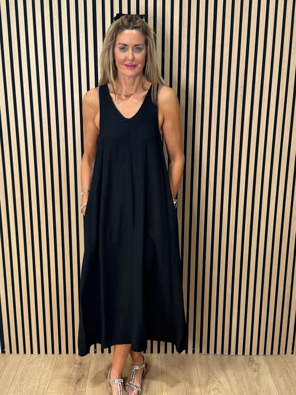 Easy Flow Midi Dress - Black