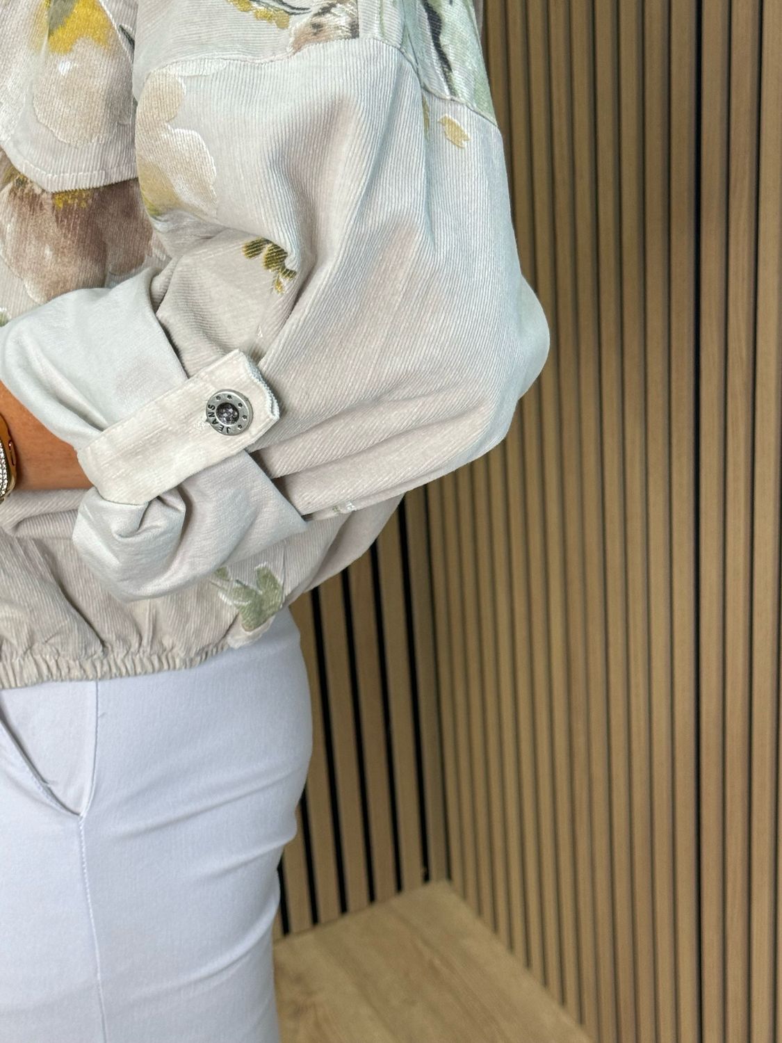 Floral Cropped Jacket - Stone