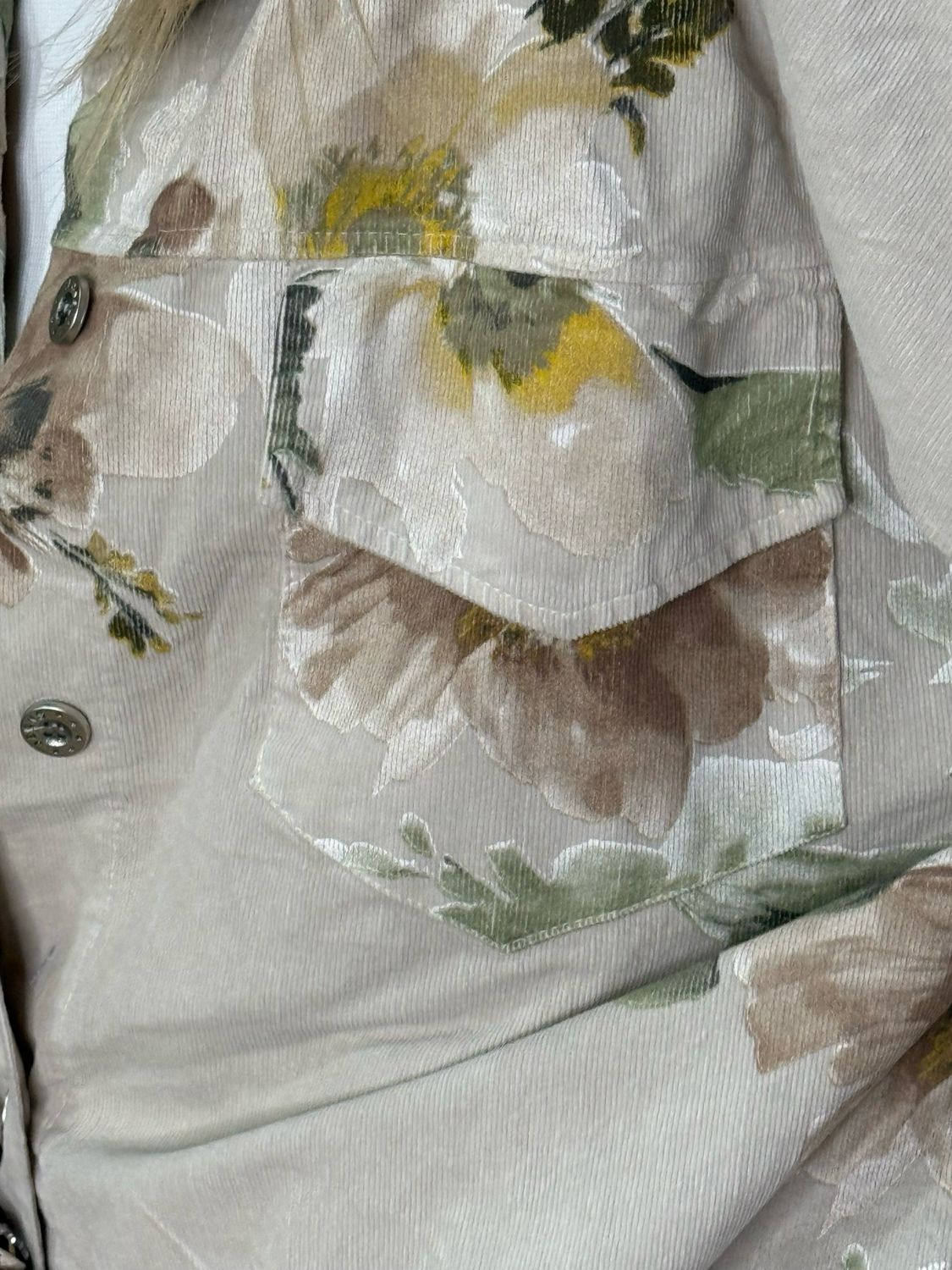 Floral Cropped Jacket - Stone