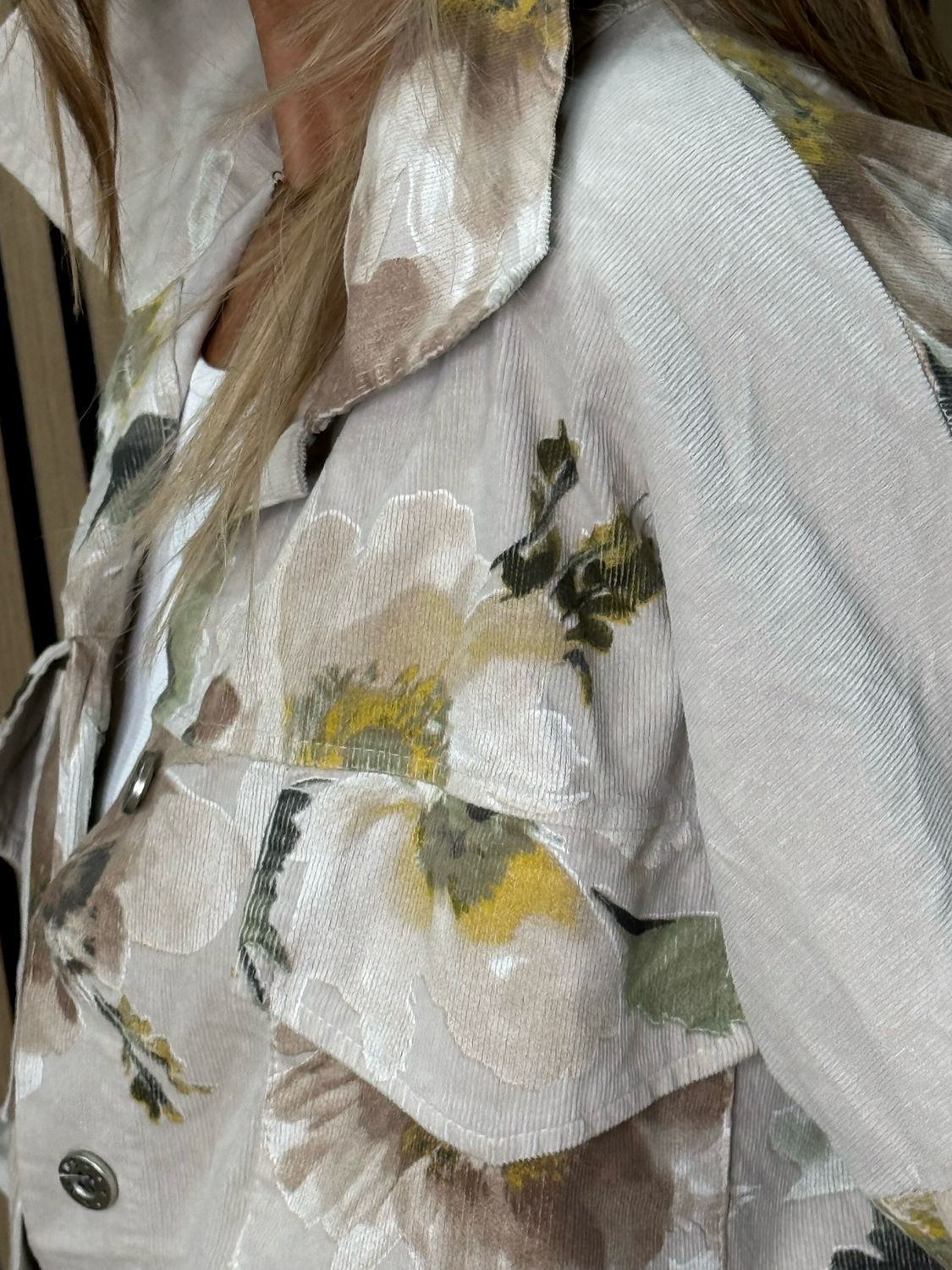 Floral Cropped Jacket - Stone